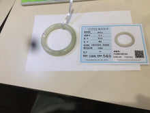 Load image into Gallery viewer, Certified 55.5mm 100% Natural light fresh green/white with flying snow round cut nephrite Jade bangle HT23-0194
