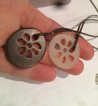 Load image into Gallery viewer, Certified 100% Natural nephrite beige/brown cutout lotus couple pendant pair RP-3
