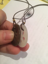 Load image into Gallery viewer, Certified 100% Natural nephrite beige/brown cutout lotus couple pendant pair RP-3
