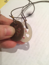 Load image into Gallery viewer, Certified 100% Natural nephrite beige/brown cutout lotus couple pendant pair RP-3
