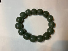 Load image into Gallery viewer, 100% Natural 13.8x13mm green/yellow/brown/blue vintage style nephrite Jade bead man bracelet HF22
