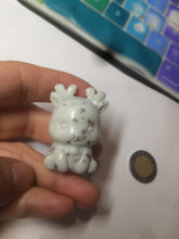 Load image into Gallery viewer, 100% Natural white beige with black/brown flying dandelions Osmanthus fragrant nephrite Jade dear desk decor/worry stone HF35-5
