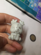 Load image into Gallery viewer, 100% Natural white beige with black/brown flying dandelions Osmanthus fragrant nephrite Jade dear desk decor/worry stone HF35-5
