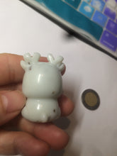 Load image into Gallery viewer, 100% Natural white beige with black/brown flying dandelions Osmanthus fragrant nephrite Jade dear desk decor/worry stone HF35-5
