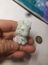 Load image into Gallery viewer, 100% Natural white beige with black/brown flying dandelions Osmanthus fragrant nephrite Jade dear desk decor/worry stone HF35-5
