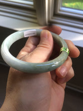 Load image into Gallery viewer, 55.1mm Certified Type A 100% Natural green/white Jadeite Jade bangle Q69-8395
