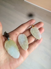 Load image into Gallery viewer, 100% natural type A yellow/purple jadeite jade leaf pendant necklace group AQ58

