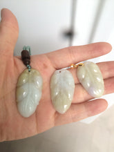 Load image into Gallery viewer, 100% natural type A yellow/purple jadeite jade leaf pendant necklace group AQ58
