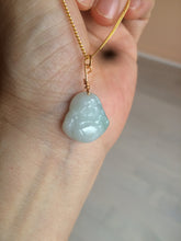 Load image into Gallery viewer, 100% Natural type A light green/purple/white small happy buddha jadeite Jade pendant necklace AQ53 add on item
