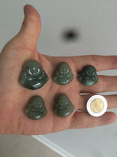 Load image into Gallery viewer, 100% Natural type A oily dark green/gray/black small happy buddha jadeite Jade pendant necklace AQ52 add on item
