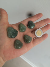 Load image into Gallery viewer, 100% Natural type A oily dark green/gray/black small happy buddha jadeite Jade pendant necklace AQ52 add on item
