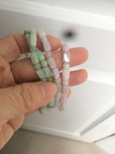Load image into Gallery viewer, 100% natural type A icy green/purple jadeite jade beads bracelet AQ83
