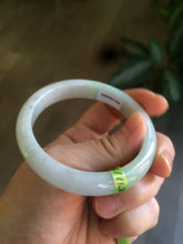 Load image into Gallery viewer, 54.6mm certified type A 100% Natural green/white Jadeite Jade bangle U61-4938
