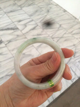 Load image into Gallery viewer, 54.6mm certified type A 100% Natural green/white Jadeite Jade bangle U61-4938
