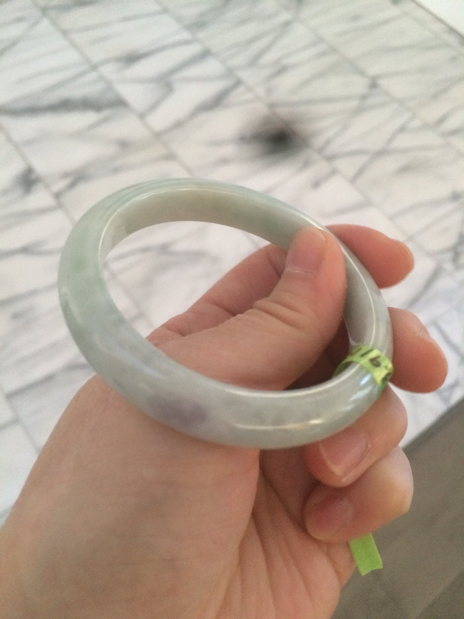 Load image into Gallery viewer, 53mm Certified Type A 100% Natural light green/purple Jadeite jade bangleZ90-2746