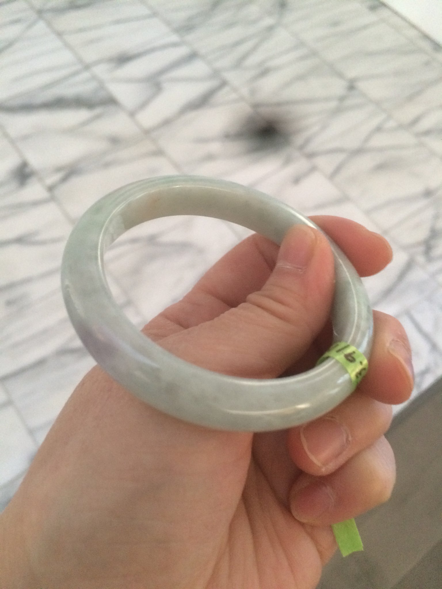 Load image into Gallery viewer, 53mm Certified Type A 100% Natural light green/purple Jadeite jade bangleZ90-2746