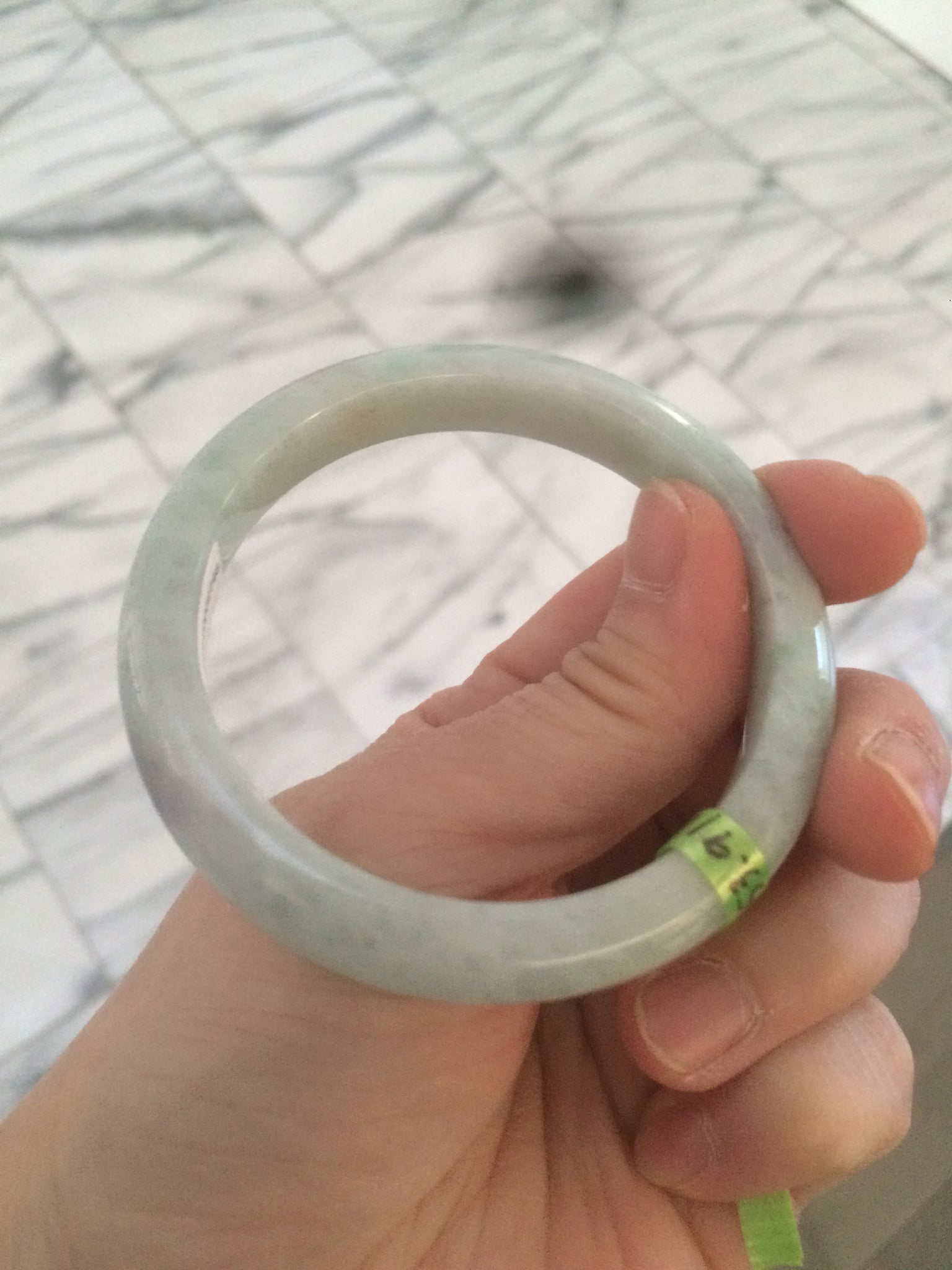 Load image into Gallery viewer, 53mm Certified Type A 100% Natural light green/purple Jadeite jade bangleZ90-2746