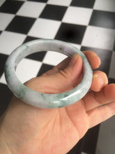 Load image into Gallery viewer, 57.5 mm Certified Type A 100% Natural green/purple with floating green flowers Jadeite Jade bangle X83-9560
