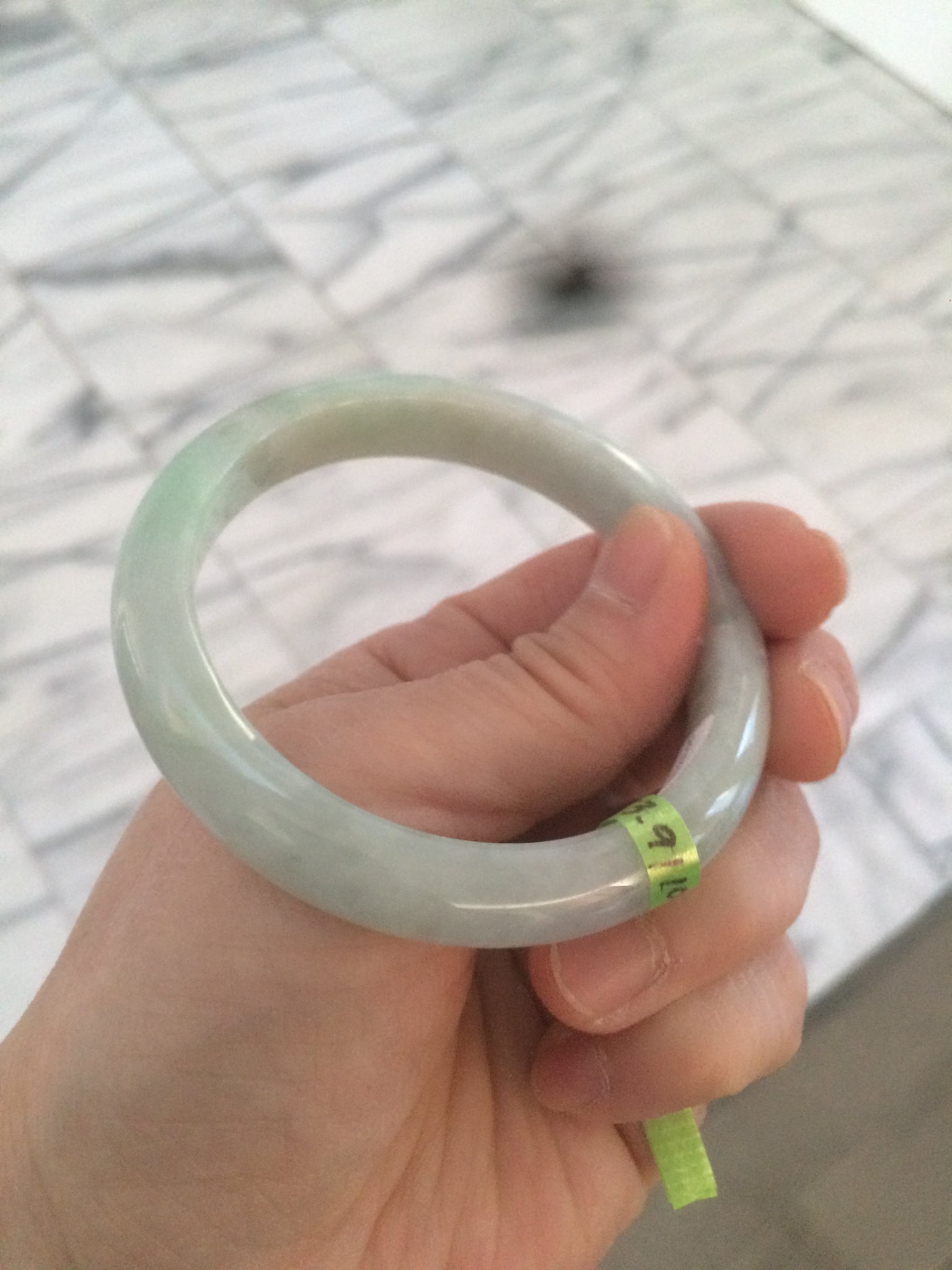 Load image into Gallery viewer, 53mm Certified Type A 100% Natural light green/purple Jadeite jade bangleZ90-2746