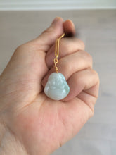 Load image into Gallery viewer, 100% Natural type A light green/purple/white small happy buddha jadeite Jade pendant necklace AQ53 add on item
