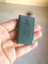 Load image into Gallery viewer, 100% natural dark green/black nephrite jade (青玉) tiger safe and sound pendant J120
