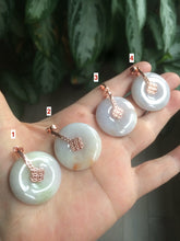 Load image into Gallery viewer, 26-27mm Type A 100% Natural green/orange/purple Jadeite Jade Safety Guardian Button donut Pendant group AC21
