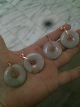 Load image into Gallery viewer, 26-27mm Type A 100% Natural green/orange/purple Jadeite Jade Safety Guardian Button donut Pendant group AC21
