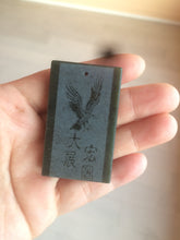Load image into Gallery viewer, 100% natural dark green/black nephrite jade (青玉) eagle safe and sound pendant J121
