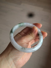 Load image into Gallery viewer, 61mm Certified Type A 100% Natural green/white with green floating flowers jadeite Jade bangle D90-7162
