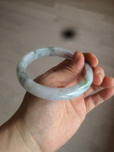 Load image into Gallery viewer, 61mm Certified Type A 100% Natural green/white with green floating flowers jadeite Jade bangle D90-7162
