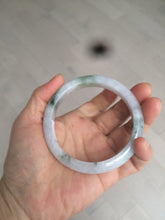 Load image into Gallery viewer, 61mm Certified Type A 100% Natural green/white with green floating flowers jadeite Jade bangle D90-7162
