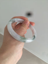 Load image into Gallery viewer, 61mm Certified Type A 100% Natural green/white with green floating flowers jadeite Jade bangle D90-7162

