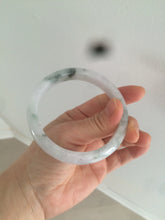 Load image into Gallery viewer, 61mm Certified Type A 100% Natural green/white with green floating flowers jadeite Jade bangle D90-7162
