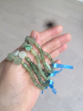 Load image into Gallery viewer, 100% natural green/white Icy watery type A jadeite jade olive+ancient Chinese coin/four-leaf clover bead bracelet  AS32
