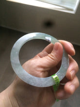 Load image into Gallery viewer, 57.5mm Certified Type A 100% Natural icy green/white super thin style Jadeite bangle AE10-0423
