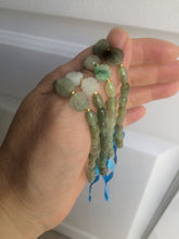 Load image into Gallery viewer, 100% natural green/white Icy watery type A jadeite jade olive+ancient Chinese coin/four-leaf clover bead bracelet  AS32

