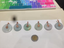 Load image into Gallery viewer, 24.7-29.8mm Type A 100% Natural green/white (green floating flower) Jadeite Jade Safety Guardian Button donut Pendant group AC24

