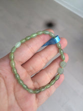 Load image into Gallery viewer, 100% natural green/white Icy watery type A jadeite jade olive+ancient Chinese coin/four-leaf clover bead bracelet  AS32
