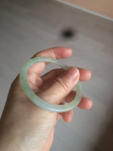 Load image into Gallery viewer, 52mm type A 100% Natural icy watery light green/yellow thin flat style Jadeite Jade bangle U121-0758
