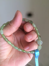 Load image into Gallery viewer, 100% natural green/white Icy watery type A jadeite jade olive+ancient Chinese coin/four-leaf clover bead bracelet  AS32
