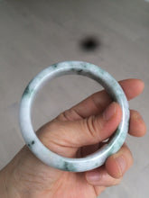 Load image into Gallery viewer, 57.5 mm Certified Type A 100% Natural green/purple with floating green flowers Jadeite Jade bangle X83-9560
