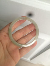 Load image into Gallery viewer, 52mm type A 100% Natural icy watery light green/yellow thin flat style Jadeite Jade bangle U121-0758
