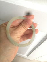 Load image into Gallery viewer, 52mm type A 100% Natural icy watery light green/yellow thin flat style Jadeite Jade bangle U121-0758
