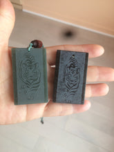 Load image into Gallery viewer, 100% natural dark green/black nephrite jade (青玉) tiger safe and sound pendant J120

