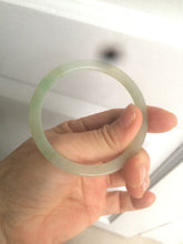 Load image into Gallery viewer, 52mm type A 100% Natural icy watery light green/yellow thin flat style Jadeite Jade bangle U121-0758
