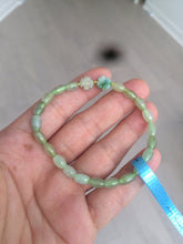 Load image into Gallery viewer, 100% natural green/white Icy watery type A jadeite jade olive+ancient Chinese coin/four-leaf clover bead bracelet  AS32
