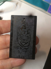 Load image into Gallery viewer, 100% natural dark green/black nephrite jade (青玉) tiger safe and sound pendant J120

