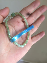 Load image into Gallery viewer, 100% natural green/white Icy watery type A jadeite jade olive+ancient Chinese coin/four-leaf clover bead bracelet  AS32
