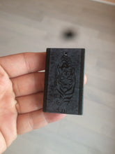 Load image into Gallery viewer, 100% natural dark green/black nephrite jade (青玉) tiger safe and sound pendant J120
