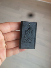 Load image into Gallery viewer, 100% natural dark green/black nephrite jade (青玉) tiger safe and sound pendant J120

